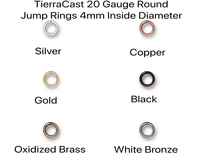 Round Jump Rings, 4mm 20 Gauge, Tierracast, 50 Pcs, 6 Finishes - The Argus Collection