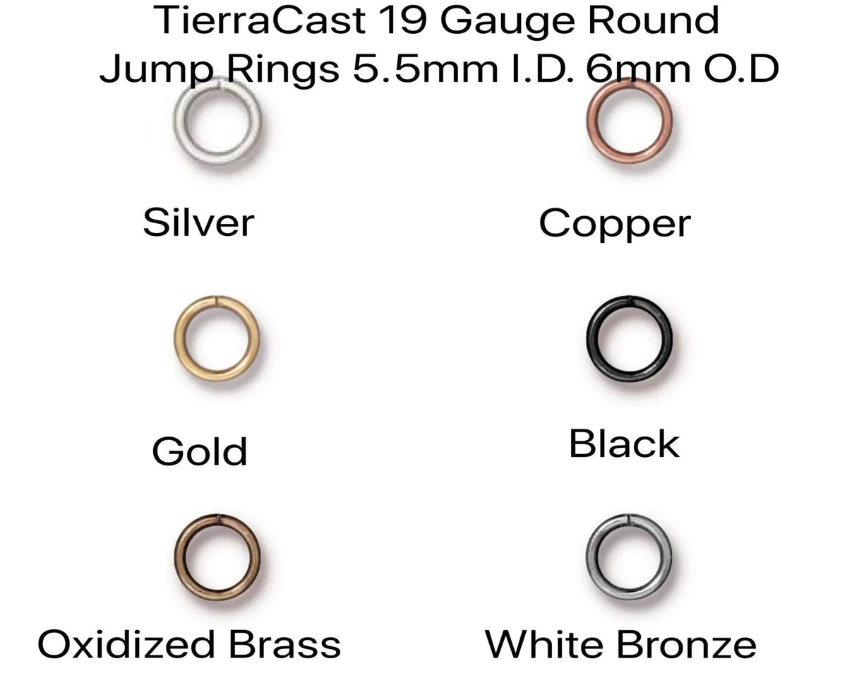 Round Jump Rings, 5.5mm ID 19 Gauge, TierraCast, 20 or 100 Pcs, 6 Finishes - The Argus Collection