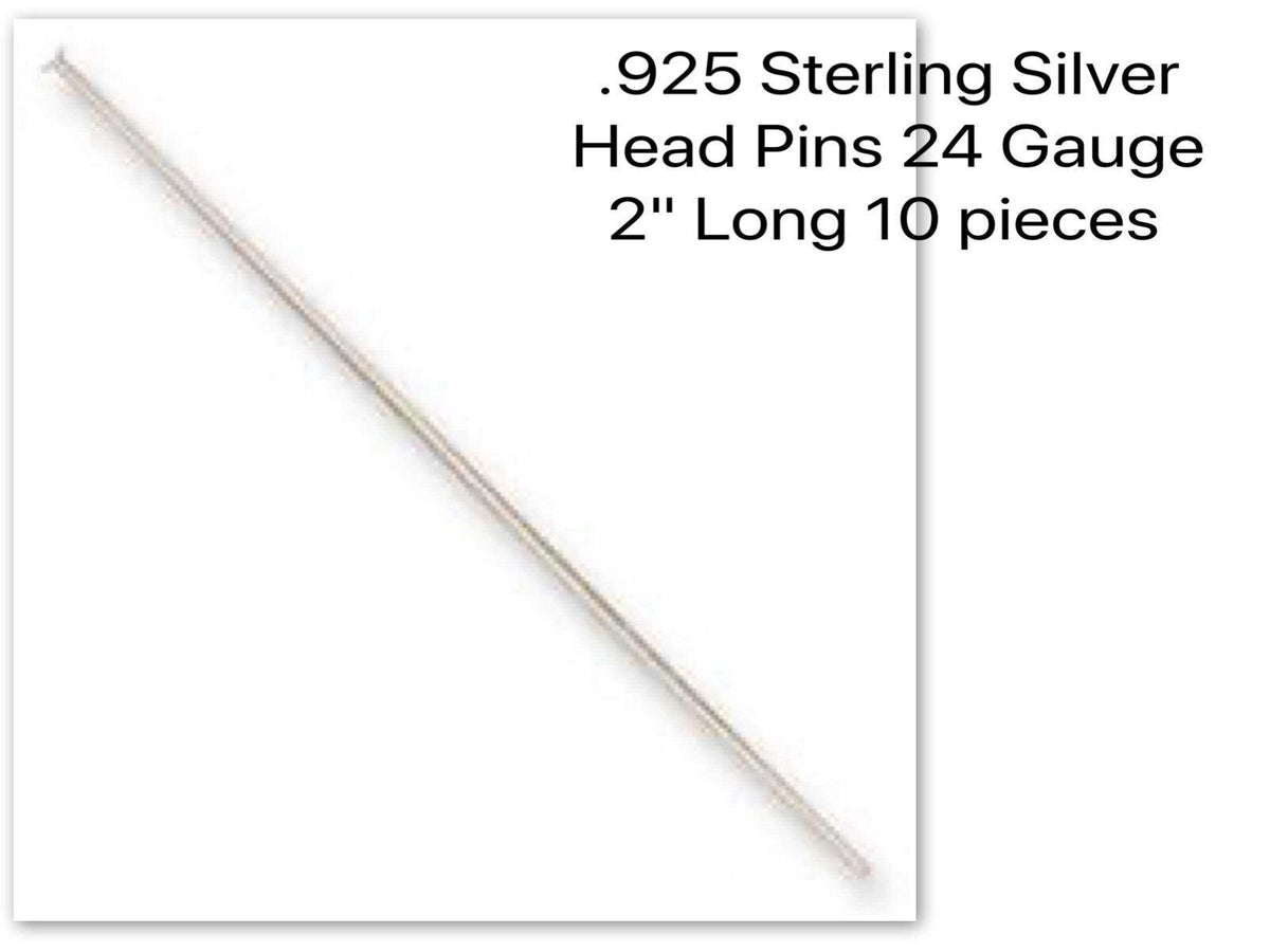 24 Gauge, .925 Sterling Silver or 14\20 Gold Filled, Head Pins, TierraCast Quality, 2 Inches, 10 Pieces - ArgusCollection