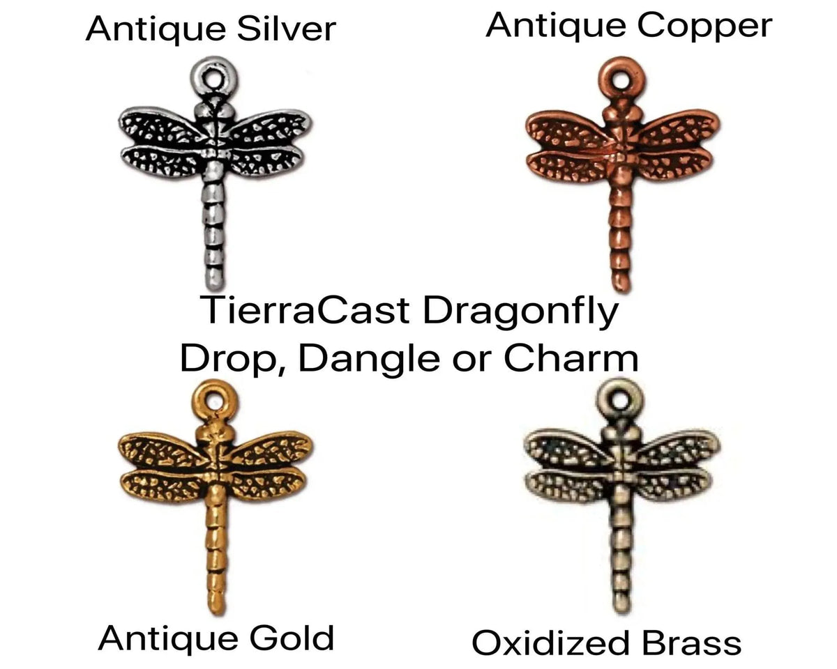 TierraCast Dragonfly Drop, Dangle or Charm, 2 Pcs. 4 Finishes - The Argus Collection