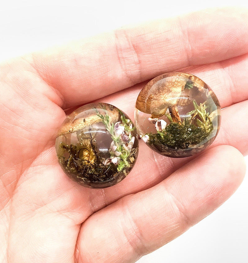 Mushroom Sphere, Ball or Pendant, Handmade with Real Dried Flora - The Argus Collection