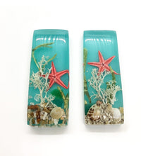 Seaside Rectangular Resin Cabochons, Handmade with Dried Flowers & Beach Combed Starfish - The Argus Collection