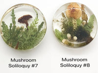 Mushroom Soliloquy Resin Cabochons, 28mm, Handmade with Dried Flowers - The Argus Collection