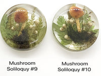 Mushroom Soliloquy Resin Cabochons, 28mm, Handmade with Dried Flowers - The Argus Collection