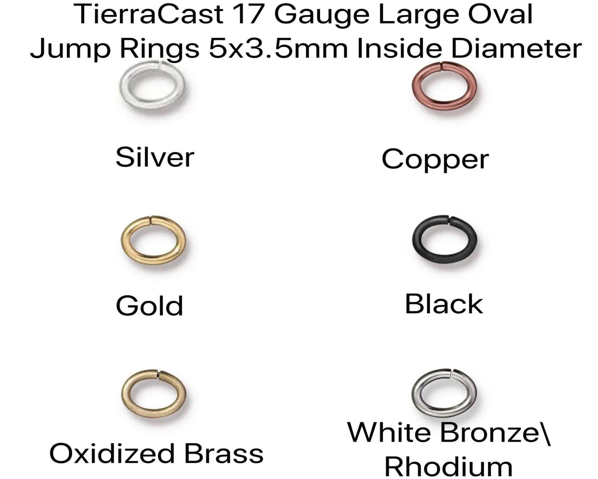 Large Oval Jump Rings, 5x3.5mm I.D, TierraCast, 20 or 50 Pcs. 6 Finishes - The Argus Collection