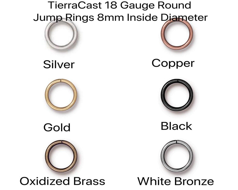 Round Jump Rings, 8mm 18 Gauge,TierraCast, 6 Finishes, 20 or 50 Pcs - The Argus Collection