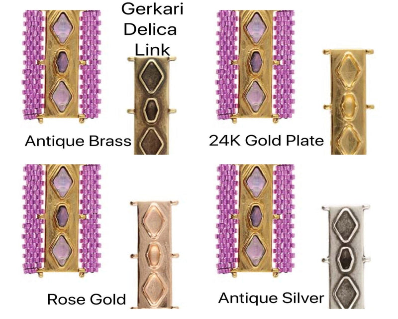 Gerakari , Cymbal Delica Bead Connectors with Glue In Elements, 4 Finishes - The Argus Collection