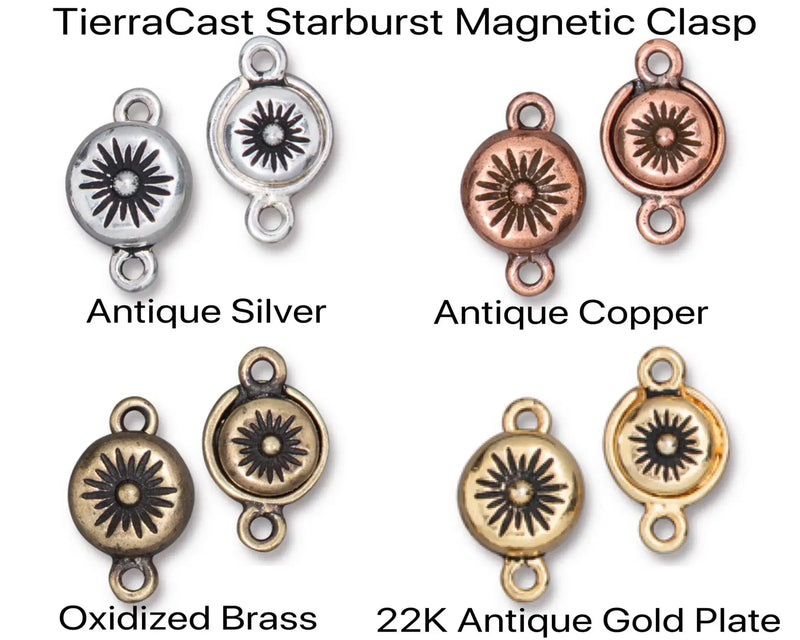Starburst Magnetic Clasps, Tierracast, 4 Finishes - The Argus Collection