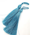 2 Pcs. Medium Silky Tassels #2, 8 cm\3.2" long, Cerulean Blue, Poolside Blue, Peacock, Silver Grey - ArgusCollection