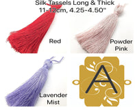 Luscious #8, Silk Tassels, Long & Thick 11cm (4.25") for Jewelry, Decor or Drapery, Red, Powder Pink, Lavender Mist - ArgusCollection