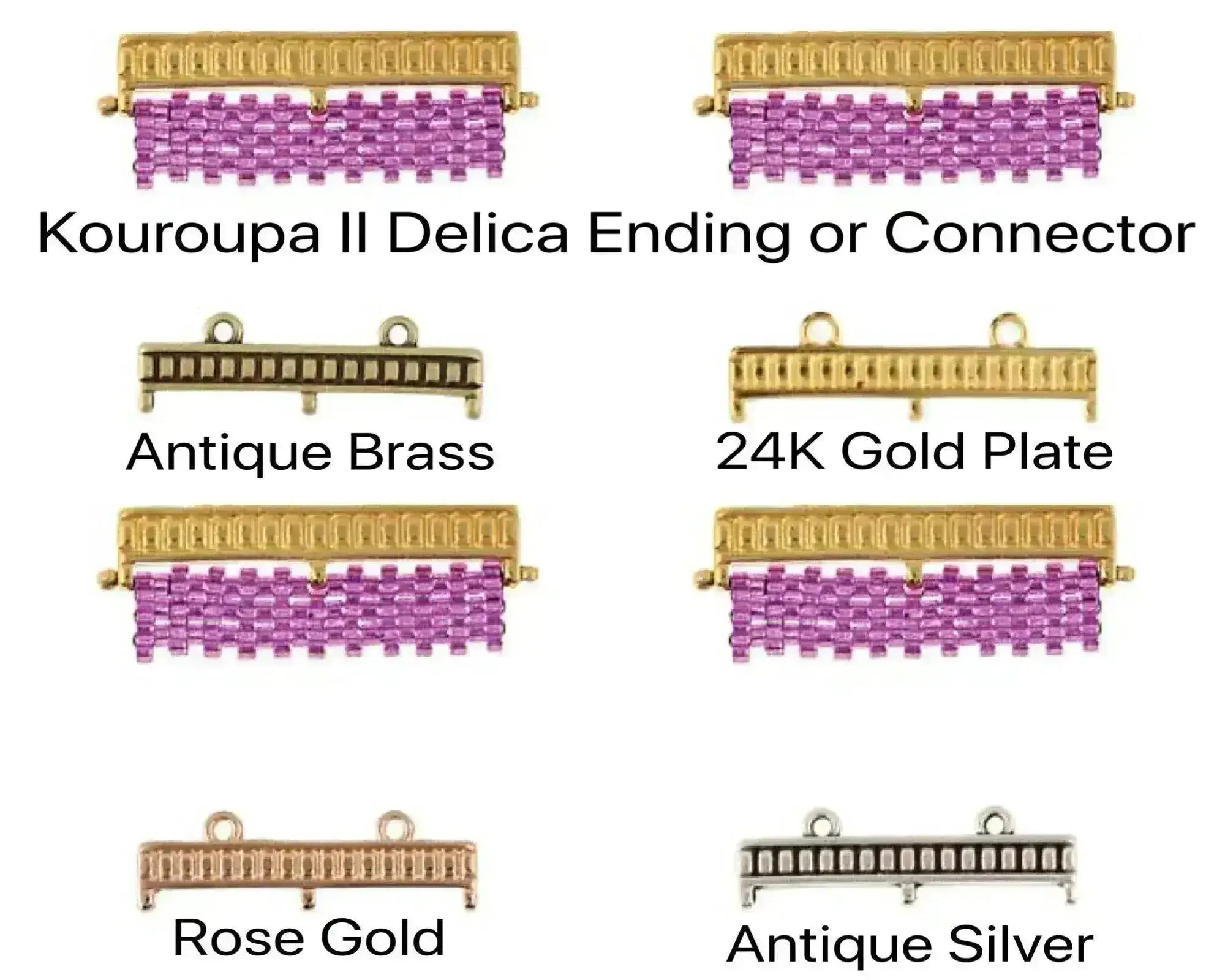 Kouroupa II, Cymbal Delica Bead Ending or Clasp Connector, 2 Pcs. 4 Finishes - The Argus Collection
