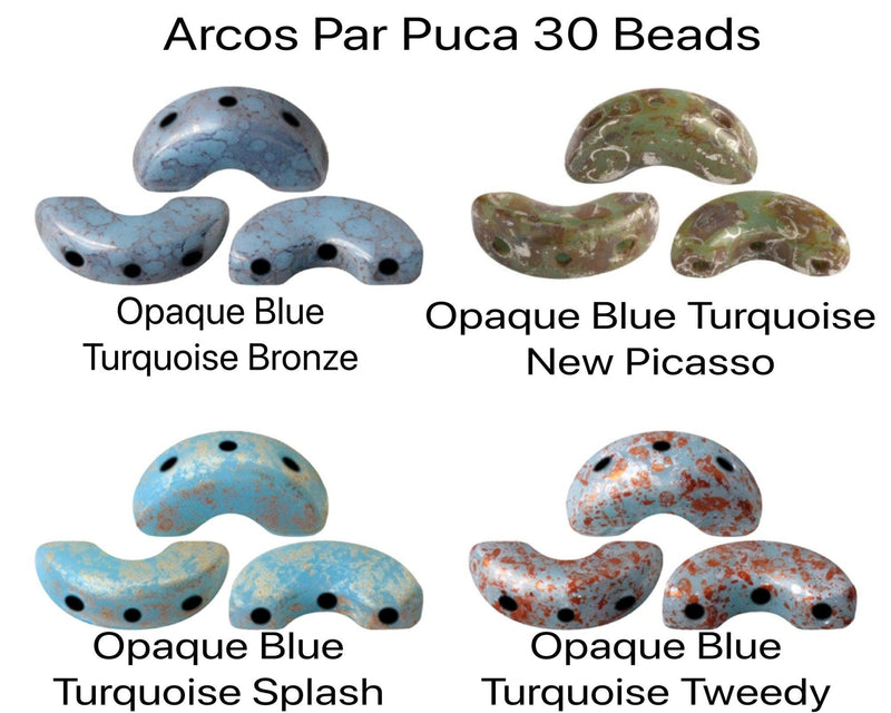 Arcos par Puca (30 Beads) Opaque Blue Turquoise Mix - The Argus Collection