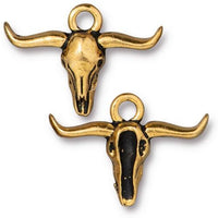 Texas Longhorn Charm, TierraCast, 2 Pcs. 4 Finishes - The Argus Collection