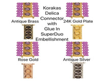 Korakas , Cymbal Delica Bead Connector or Link, with Glue-In Element - The Argus Collection