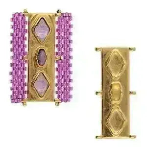 Gerakari , Cymbal Delica Bead Connectors with Glue In Elements, 4 Finishes - The Argus Collection