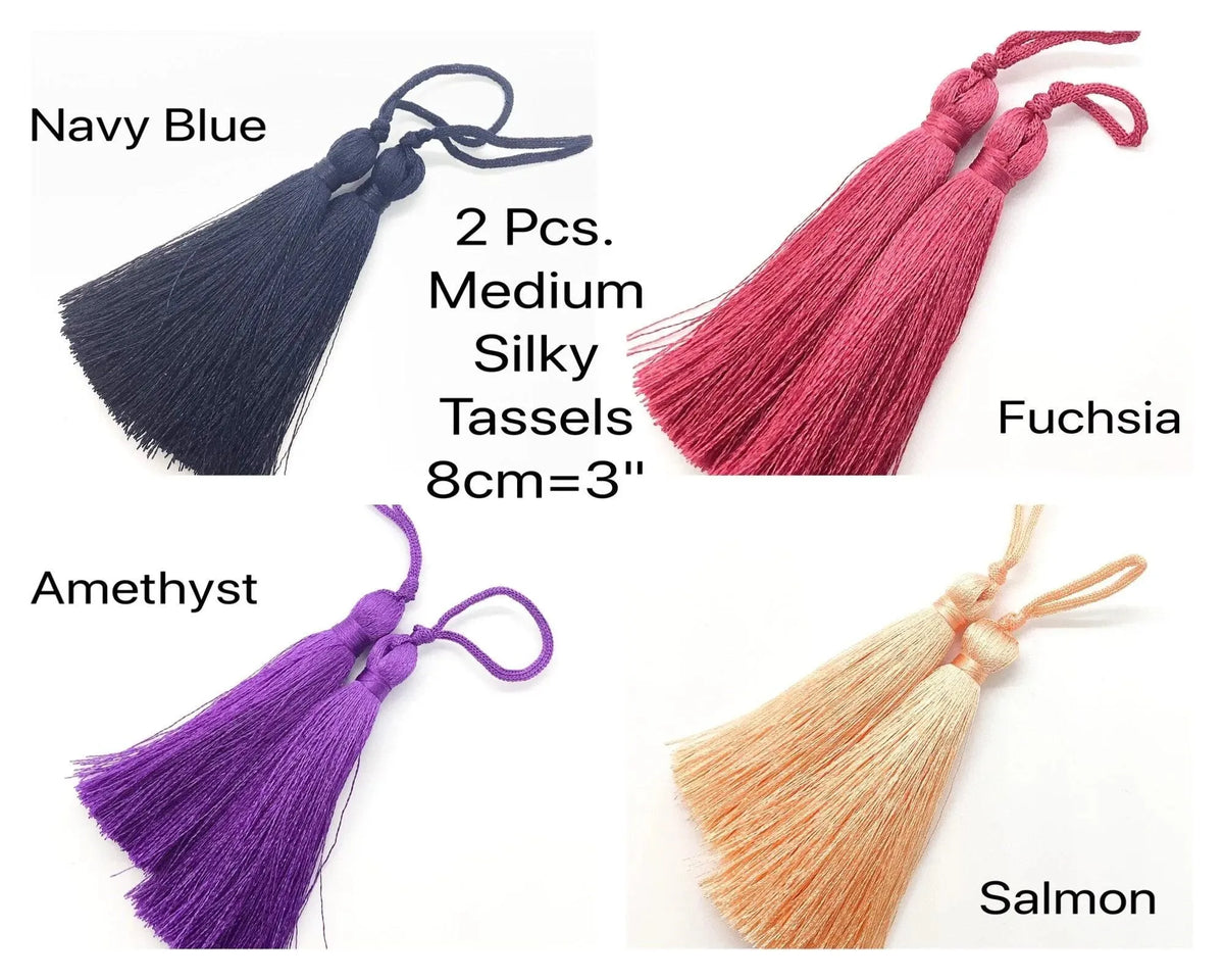 Medium Silky Tassels, 2 Pcs. 8cm or 3 inches, - The Argus Collection