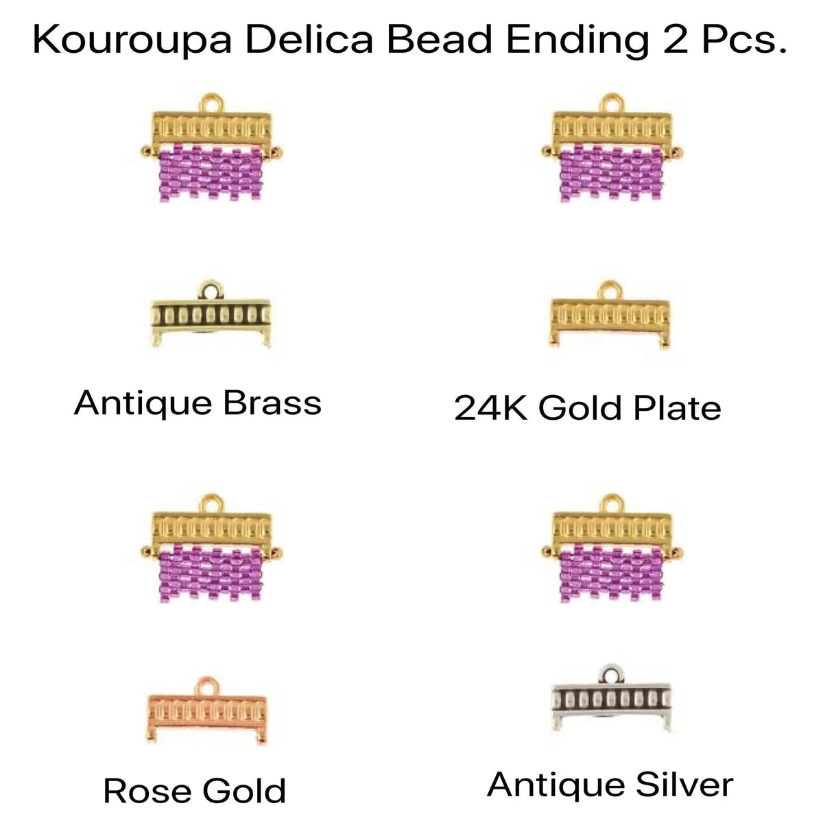 Kouroupa, Cymbal Delica Bead Ending or Connector, 2 Pcs. 4 Finishes - The Argus Collection