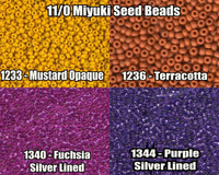 11/0 Miyuki Seed Beads 23g, 11-1233, 11-1236, 11-1340, 11-1344 - The Argus Collection