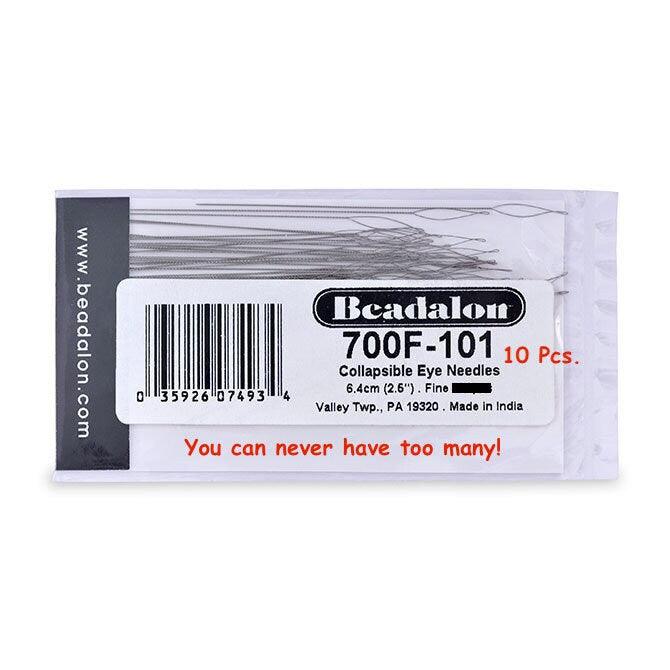 COLLAPSIBLE Eye Needles, 6.4mm (2.5"), by Beadalon, 4 Pack or 10 Pack, Extra Fine, Fine, Medium, Heavy or Big Eye 2 Pack - ArgusCollection