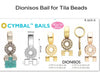 Dionisos Cymbal Bail, fits Tila Beads, for Kumihimo, Beaded Rose, Thick Cord - The Argus Collection