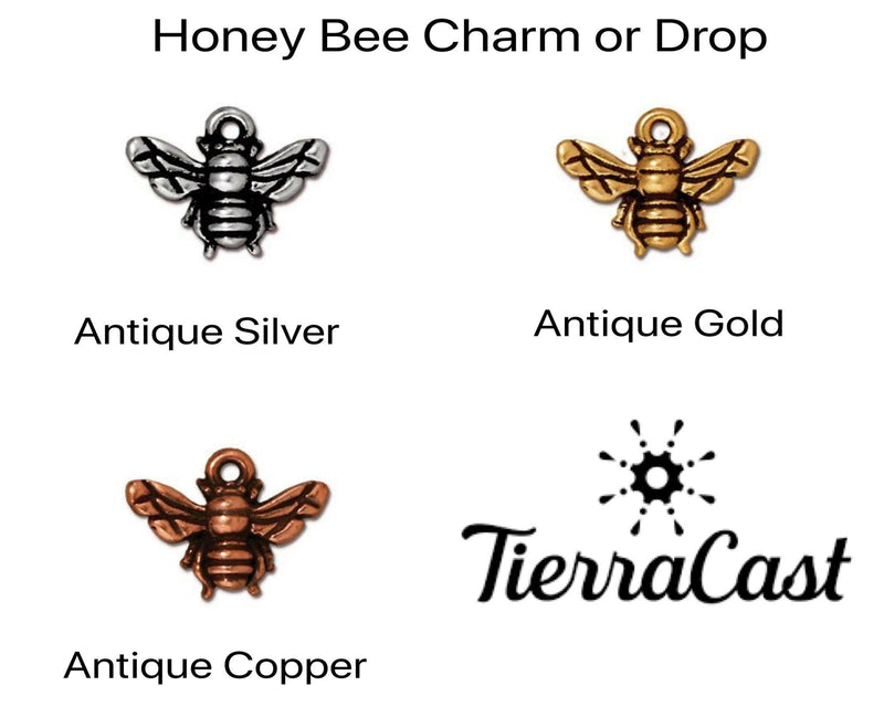 Honeybee Charm or Dangle or Drop in 4 Finishes - The Argus Collection