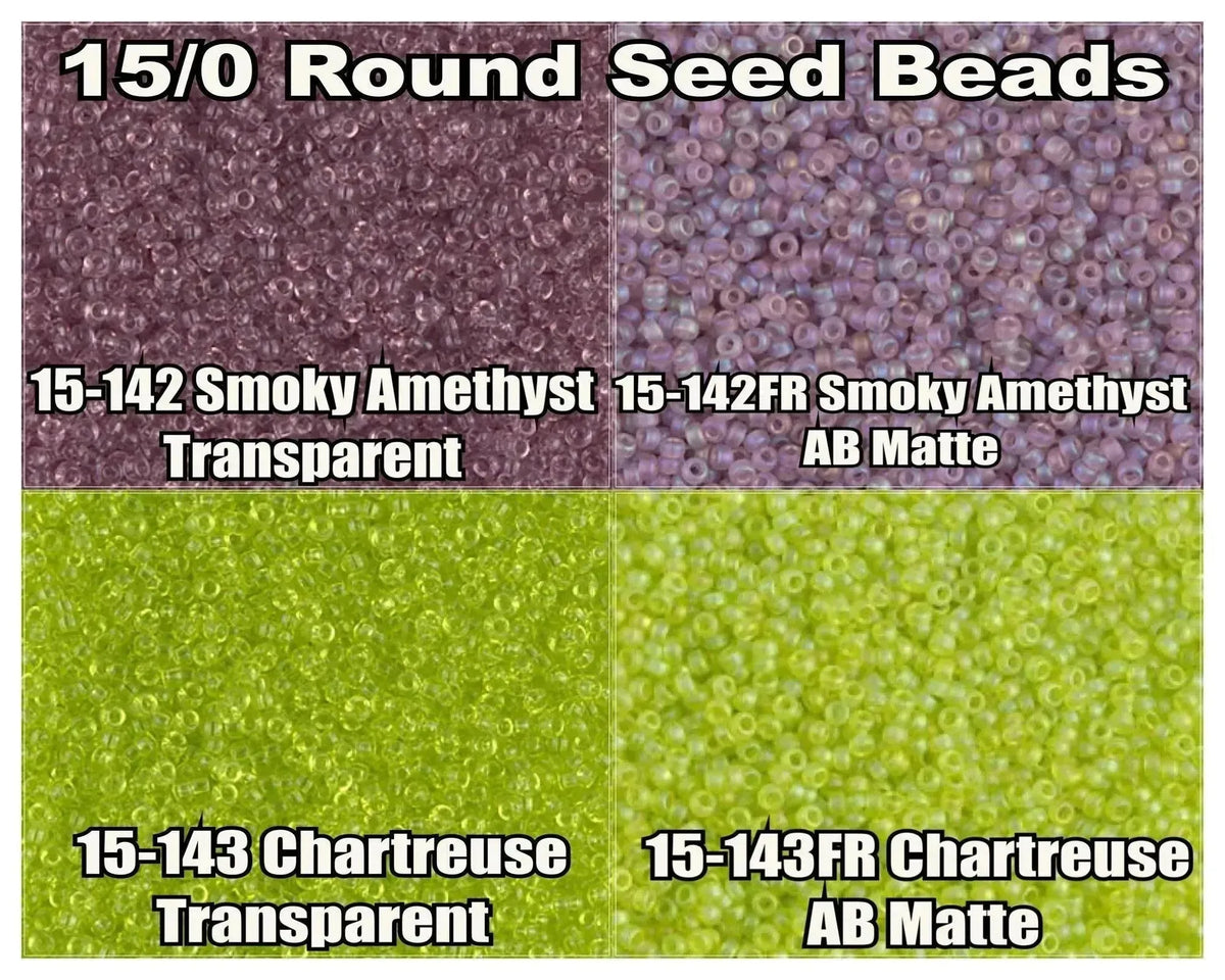 15/0 Miyuki Round Seed Beads 8.2g 15-0142, 15-0142FR, 15-0143, 15-0143FR - The Argus Collection
