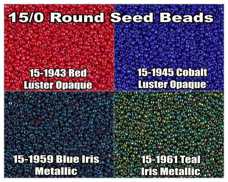 15/0 Miyuki Round Seed Beads 8.2g 15-1943, 15-1945, 15-1959, 15-1961 - The Argus Collection