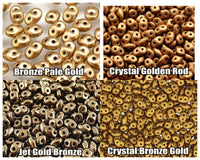 Superduo Beads, Bronze Collection, 10g. 4 Colors - The Argus Collection