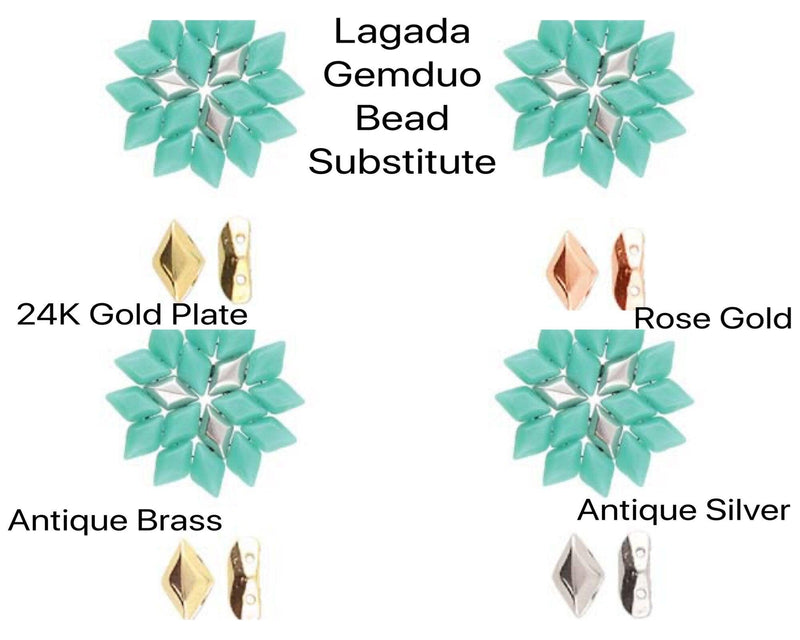 Lagada, Cymbal GemDuo Bead Substitute, 4 Pcs. 4 Finishes - The Argus Collection