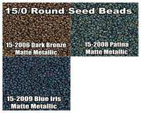 15/0 Miyuki Round Seed Beads 8.2g. 15-2006, 15-2008, 15-2009 - The Argus Collection