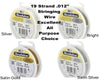 19 Strand, .012" Beadalon Stringing Wire, Stainless 15 & 30 ft. Silver, Satin Silver, Satin Gold, Bright - ArgusCollection