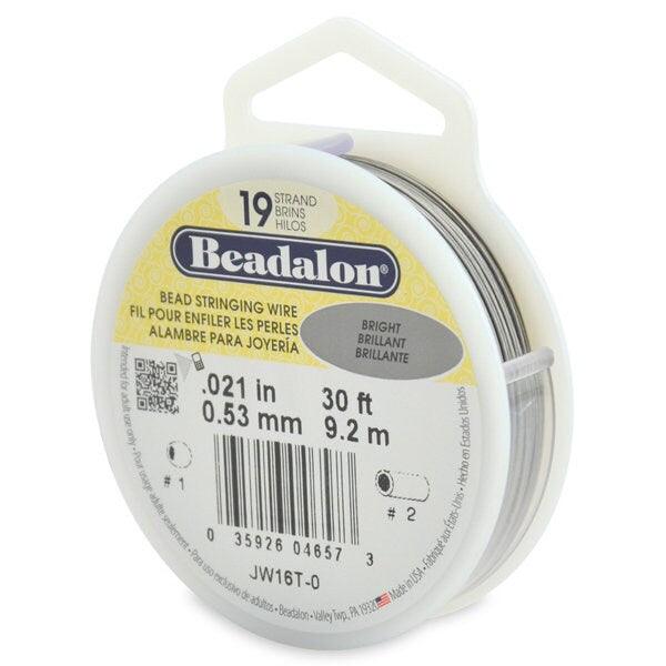 19 Strand, .021 or .024", Bead Stringing Wire, Beadalon, Bright, 15 or 30 Feet - ArgusCollection