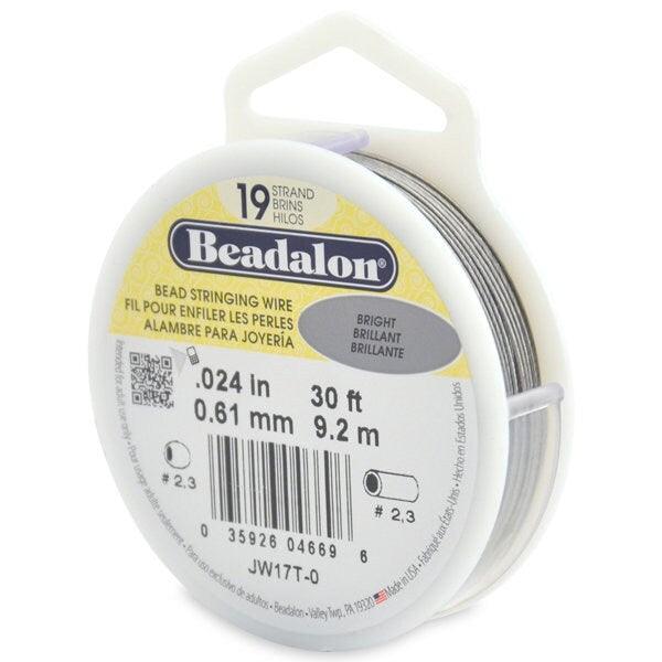 19 Strand, .021 or .024", Bead Stringing Wire, Beadalon, Bright, 15 or 30 Feet - ArgusCollection