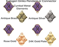 Kalogeri, Cymbal Ginko Bead Pendant or Connector, 4 Finishes - The Argus Collection