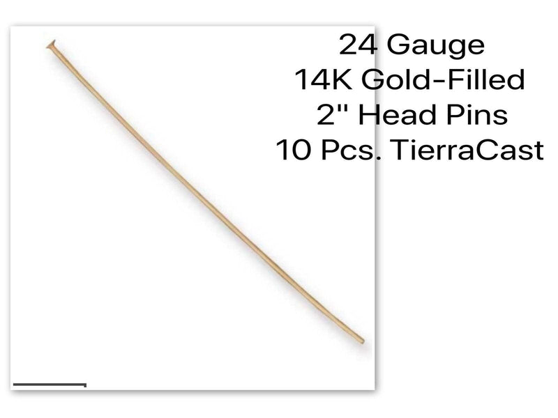 24 Gauge, .925 Sterling Silver or 14\20 Gold Filled, Head Pins, TierraCast Quality, 2 Inches, 10 Pieces - ArgusCollection