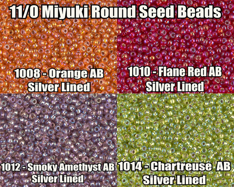 11/0 Miyuki Seed Beads 23g, 11-1008, 11-1010, 11-1014, 11-1014 - The Argus Collection