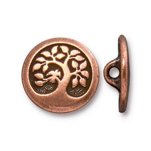 Bird in a Tree Button, Small or Large, 5 Finishes - The Argus Collection