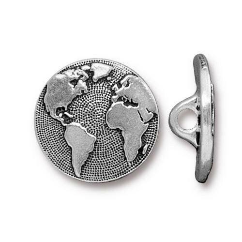 Earth Button, 17mm, 2 Pcs. 4 Finishes - The Argus Collection