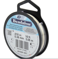 Beadalon, 49 Strand .015" Diameter Stringing Wire, Stainless Steel, Flexible, 10 or 30 Feet, Best Quality, 6 Colors - ArgusCollection