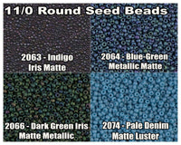 11/0 Miyuki Seed Beads 23g, 11-2063, 11- 2064, 11- 2066, 11- 2074 - The Argus Collection