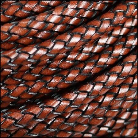 Braided Italian Leather, 8mm Round, Sold per foot, 2 Colors - The Argus Collection