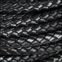 Braided Italian Leather, 8mm Round, Sold per foot, 2 Colors - The Argus Collection