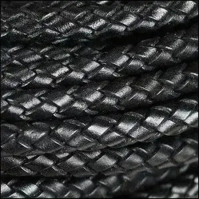 Braided Italian Leather, 8mm Round, Sold per foot, 2 Colors - The Argus Collection