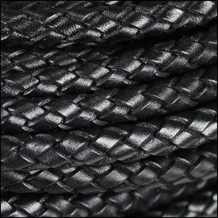 Braided Italian Leather, 8mm Round, Sold per foot, 2 Colors - The Argus Collection