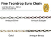 Fine Teardrop Euro Chain, 4 Finishes - The Argus Collection