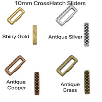 Crosshatch, Crimp Sliders for 5 or 10mm Flat Leather, 2 Pcs. - The Argus Collection