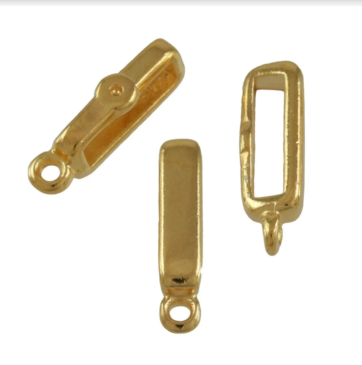 Crimp Bar Sliders with Ring for Leather or Cork, 10mm, in 4 Finishes - The Argus Collection