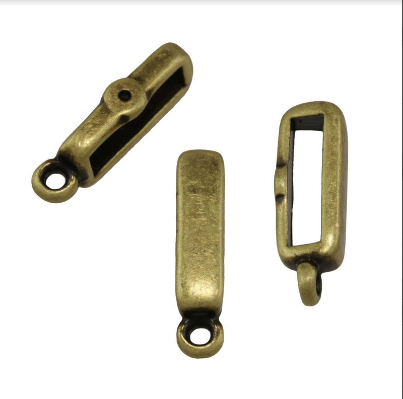 Crimp Bar Sliders with Ring for Leather or Cork, 10mm, in 4 Finishes - The Argus Collection