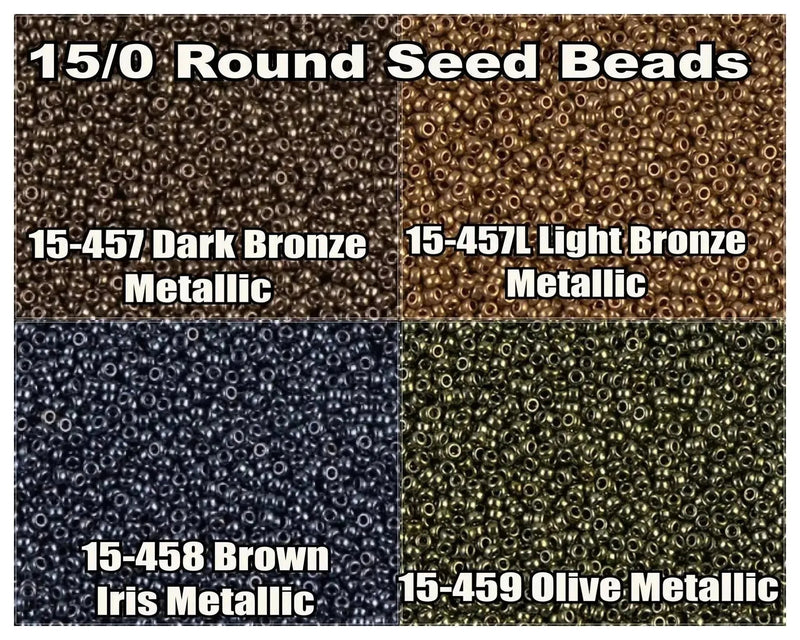 15/0 Miyuki Round Seed Beads 8.2g 15-0457, 15-0457L, 15-458, 15-0459 - The Argus Collection