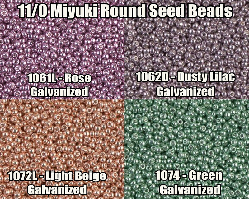 11/0 Miyuki Seed Beads 23g, 11-1061L, 11-01062D, 1072L, 11-1074 - The Argus Collection